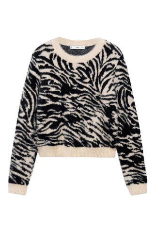 Pull-over zèbre col rond - Ecru