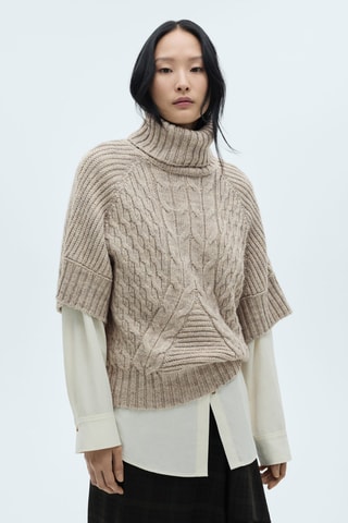 Pull-over torsades manches courtes - Sable