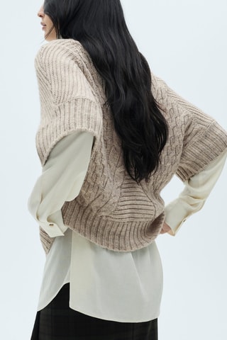 Pull-over torsades manches courtes - Sable