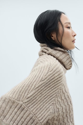 Pull-over torsades manches courtes - Sable