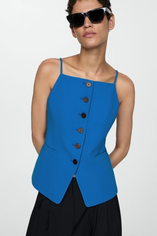 Gilet emmanchures américaines boutons - Bleu