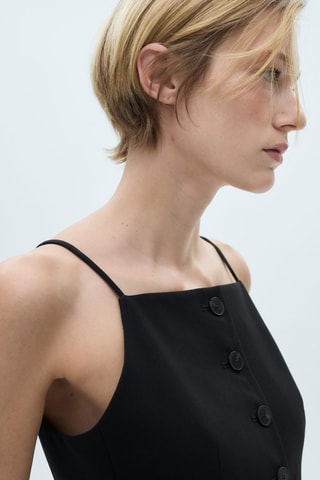 Gilet emmanchures américaines boutons - Noir
