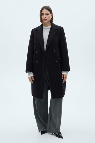 Manteau en laine à double boutonnage - Bleu marine