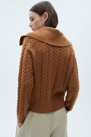 Pull-over torsadé col revers - Marron