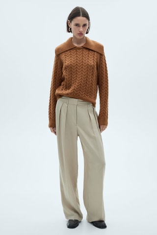 Pull-over torsadé col revers - Marron