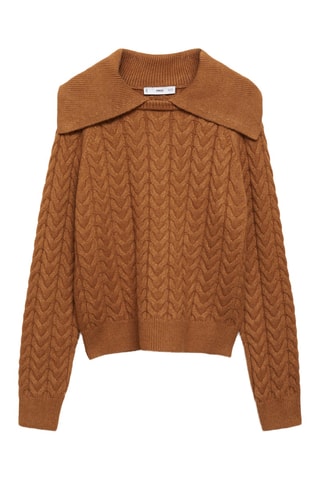 Pull-over torsadé col revers - Marron