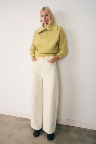 Pull-over col fermeture éclair - Olive
