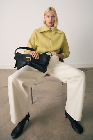 Pull-over col fermeture éclair - Olive
