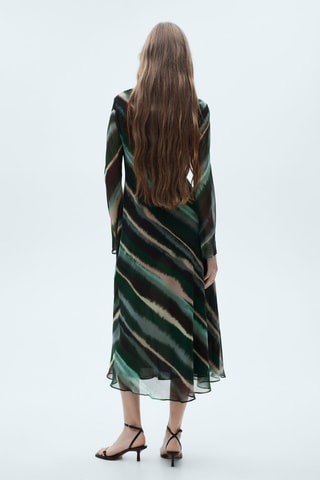 Robe imprimée col montant - Vert