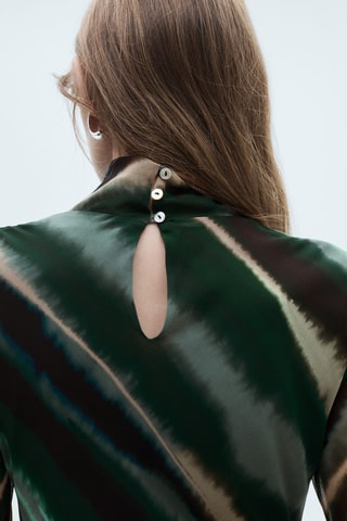 Robe imprimée col montant - Vert