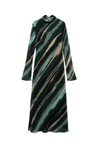 Robe imprimée col montant - Vert