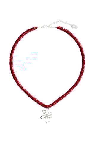 Collier coquillages pendentif - Rouge