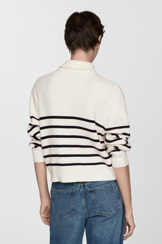 Pull-over zippé rayures - Bleu marine