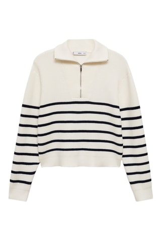 Pull-over zippé rayures - Bleu marine