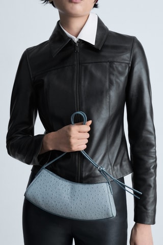 Veste cuir fermeture éclair - Noir