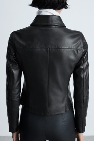 Veste cuir fermeture éclair - Noir