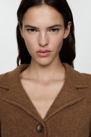 Veste maille boutons - Marron