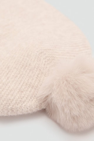 Bonnet écharpe à pompons - Sable