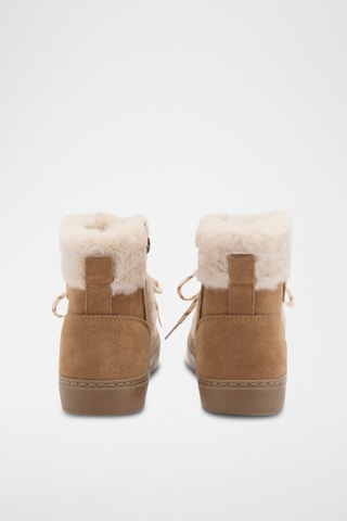 Bottines en cuir et fourrure - Marron et beige
