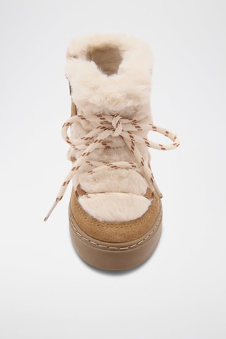 Bottines en cuir et fourrure - Café