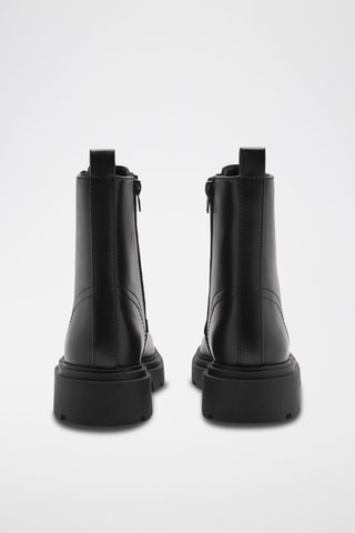 Bottines cuir lacets semelle track - Noir