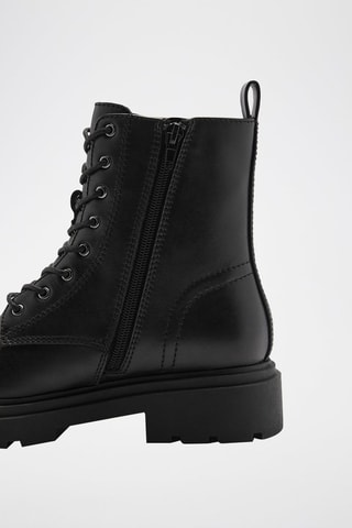 Bottines cuir lacets semelle track - Noir