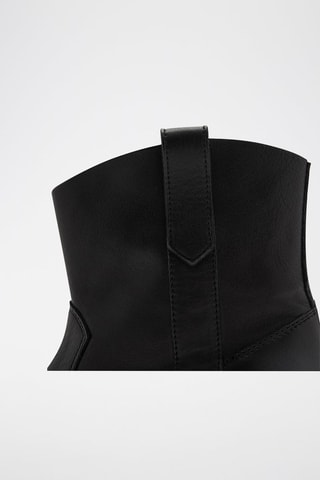 Bottines cuir cowboy - Noir