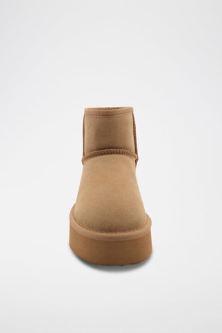 Bottines cuir doublées fourrure - Beige