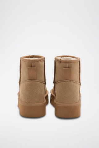 Bottines cuir doublées fourrure - Beige