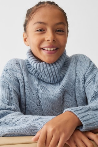 Pull-over maille col montant - Bleu
