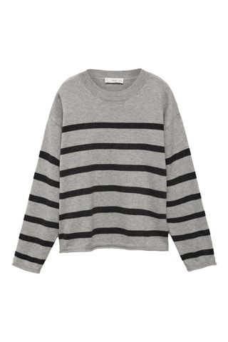 Pull-over côtelé à rayures - Gris chiné
