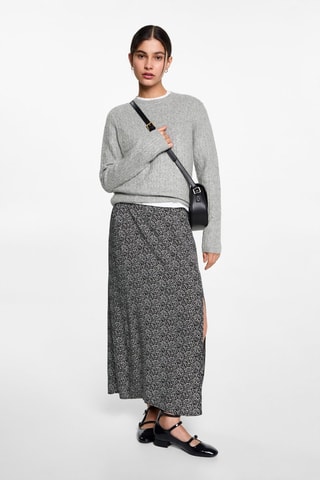 Pull-over maille tressée - Gris chiné