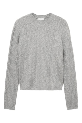 Pull-over maille tressée - Gris chiné