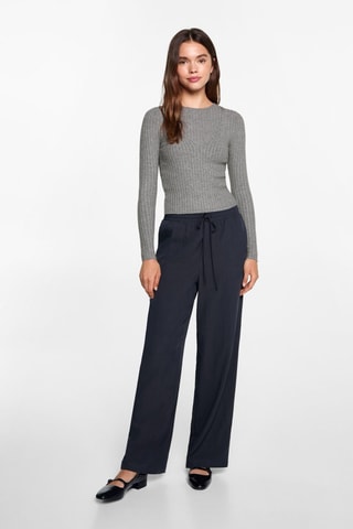 Pull-over maille côtelée top - Gris