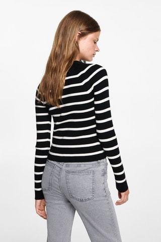 Pull-over à rayures et ouvertures - Noir