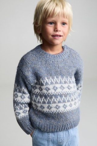 Pull-over maille jacquard - Bleu
