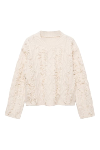 Pull-over maille franges - Écru