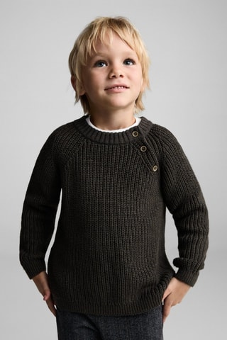 Pull-over maille détail boutons - Kaki