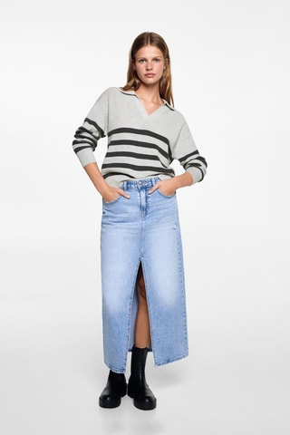 Pull-over en maille à rayures - Gris