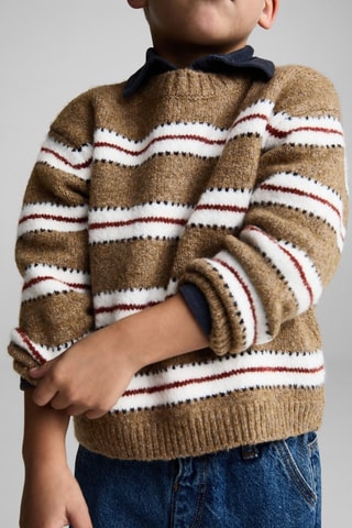 Pull-over en maille à rayures - Marron et blanc