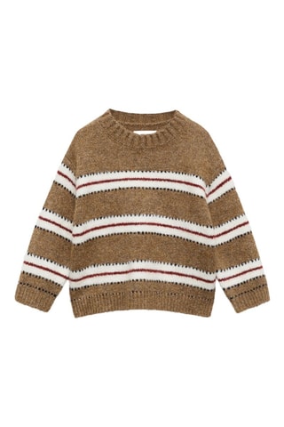 Pull-over en maille à rayures - Marron et blanc