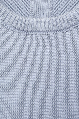 Pull-over maille coton lin col rond - Ciel