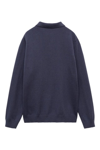 Pull-over col polo - Bleu marine