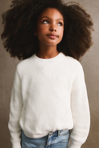 Pull-over maille côtelée - Blanc cassé