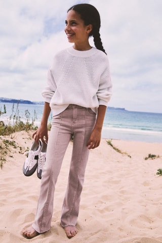Pull-over maille côtelée - Blanc cassé