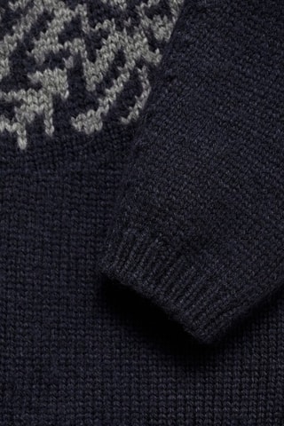 Cardigan jacquard boutons - Bleu marine