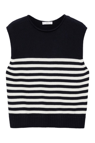 Gilet maille rayures - Bleu marine