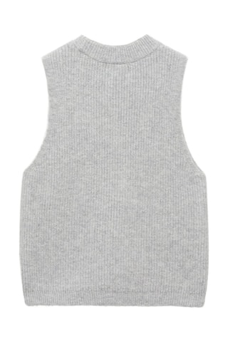 Gilet maille côtelée - Gris chiné