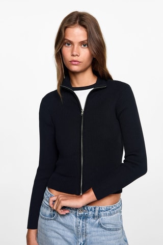Cardigan maille fermeture Éclair - Bleu marine