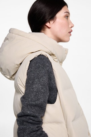 Gilet matelassé à capuche - Écru